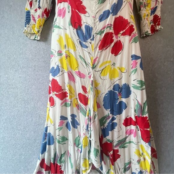 RIXO Red and Yellow Mock Neck Sundress with Puff Sleeves Y2k sz. 4 - Picture 6 of 16